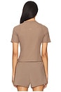 view 3 of 4 Dri-FIT Wide Ribbed Short Sleeve Top in Mink Brown & White