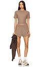 view 4 of 4 Dri-FIT Wide Ribbed Short Sleeve Top in Mink Brown & White