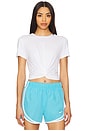 view 1 of 5 Twist Short Sleeve Top in White & Black