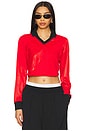 view 1 of 4 Long Sleeve Crop Jersey in University Red & Black