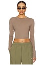 view 1 of 5 Slim Long Sleeve Cropped Top in Mink Brown