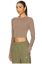 view 2 of 5 Slim Long Sleeve Cropped Top in Mink Brown
