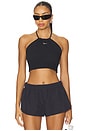 view 1 of 4 Slim Cropped French Terry Halter Top in Black & Sail