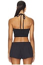 view 3 of 4 Slim Cropped French Terry Halter Top in Black & Sail