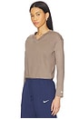 view 2 of 4 V Neck Long Sleeve Golf Top in Mink Brown & Sail