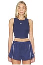 view 1 of 4 Tight Cropped Mini Rib Tank Top in Midnight Navy & Sail