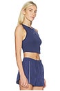 view 2 of 4 Tight Cropped Mini Rib Tank Top in Midnight Navy & Sail