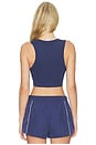 view 3 of 4 Tight Cropped Mini Rib Tank Top in Midnight Navy & Sail