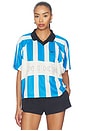 view 1 of 4 Women's Oversized Short-sleeve Striped Jersey in Blue, Chalk, & Black