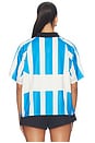 view 3 of 4 Women's Oversized Short-sleeve Striped Jersey in Blue, Chalk, & Black