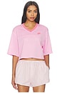 view 1 of 4 T-SHIRT CROPPED EN MAILLE MESH POUR FEMME WOMEN'S CROPPED MESH JERSEY in Pink Rise & Peony