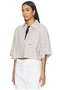 view 2 of 5 TOP DE MANGA CORTA OVERSIZED PARA MUJER WOMEN'S OVERSIZED SHORT-SLEEVE TOP in Linen & Black
