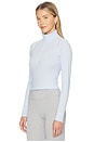 view 2 of 5 Women's Tight Ribbed Quarter-zip Long-sleeve Top in Hydrogen Blue & Sail