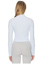view 3 of 5 Women's Tight Ribbed Quarter-zip Long-sleeve Top in Hydrogen Blue & Sail