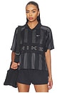 view 1 of 5 T-SHIRT RAYÉ OVERSIZED À MANCHES COURTES POUR FEMME WOMEN'S OVERSIZED SHORT-SLEEVE STRIPED JERSEY in Black