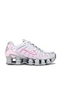 view 1 of 6 SHOX TL スニーカー in Metallic Platinum, Pinksicle, Pink Foam, & White