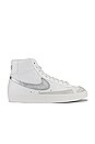 view 1 of 6 Blazer Mid '77 Sneaker in Summit White, Metallic Silver & Hyper Crimson