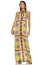 view 1 of 3 Rigel Scarf Dress in Scarf Print Yellow