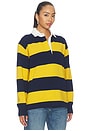 view 2 of 4 Rashida Rugby Sweater in Navy & Amber Stripe