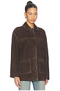 view 3 of 5 Foudre Fringes Suede Jacket in Dark Brown