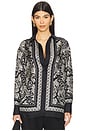 view 2 of 7 Alfie Printed Shirt in Black & Ivory Paisley Scarf