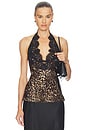 view 1 of 4 Teo Lace Halterneck Top in Vintage Leopard Print