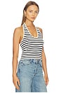 view 2 of 4 Britt Halter Top in Ecru & Black Stripe