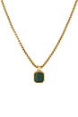view 2 of 3 Square Malachite Pendant Necklace in Gold & Green