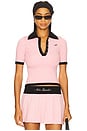 view 1 of 5 Hazel Polo Top in Pink & Black