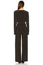 view 3 of 3 Dolman V Neck Jumpsuit With Shoulder Pads in Espresso