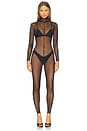 view 1 of 4 Long Sleeve Slim Fit Turtleneck Catsuit in Black
