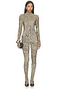 view 1 of 4 Long Sleeve Slim Fit Turtle Catsuit With Footie in Cheetah Patch