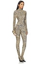 view 2 of 4 Long Sleeve Slim Fit Turtle Catsuit With Footie in Cheetah Patch