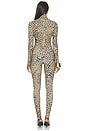 view 4 of 4 Long Sleeve Slim Fit Turtle Catsuit With Footie in Cheetah Patch