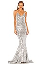 view 1 of 4 Sequin Mermaid Fishtail Gown in Silver
