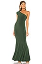 view 1 of 3 One Shoulder Fishtail Gown in Forest Green