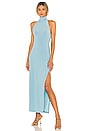 view 1 of 3 Halter Turtle Side Slit Gown in Powder Blue