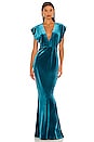 view 1 of 3 V Neck Rectangle Gown in Teal