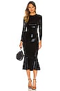 view 1 of 3 Long Sleeve Crew Fishtail Dress To Midcalf in Black