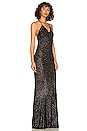 view 2 of 4 Sparkle Sequin Low Back Slip Fishtail Gown in Black