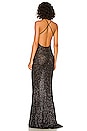 view 3 of 4 Sparkle Sequin Low Back Slip Fishtail Gown in Black