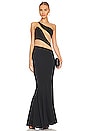 view 1 of 3 Snake Mesh Fishtail Gown in Black & Nude Mesh