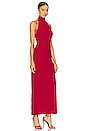 view 2 of 3 Halter Turtleneck Side Slit Gown in Red