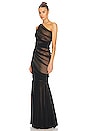 view 3 of 4 Diana Fishtail Gown in Black Mesh & Nude