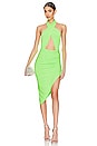 view 1 of 4 Halter Side Drape Dress in Neon Green