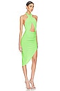 view 2 of 4 Halter Side Drape Dress in Neon Green