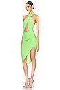 view 3 of 4 Halter Side Drape Dress in Neon Green