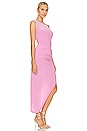 view 2 of 4 Drop Shoulder Side Drape Gown in Candy Pink