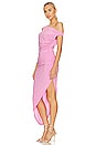 view 3 of 4 Drop Shoulder Side Drape Gown in Candy Pink