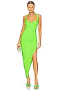 view 1 of 4 Cayla Side Drape Gown in Neon Green